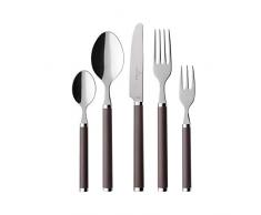 Villeroy & Boch Juego de cubiertos de chocolate para hasta 6 personas, 30 piezas, acero inoxidable, mango de plÃ¡stico marrÃ³n