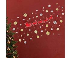 Wallflexi Navidad Renos Copos de Nieve con pequeños Cristales de Swarovski Oficina casa decoración Pegatinas de Pared, Multicolor, 38-Piece