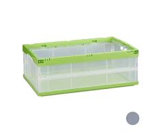 Relaxdays Caja de Almacenaje y Transporte Plegable, PlÃ¡stico, Transparente-Verde, 60 x 40 x 32 cm