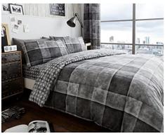 GC GAVENO CAVAILIA Lujo Denim CheckÂ âÂ Juego de Funda de edredÃ³n y Funda de Almohada poliÃ©ster, Gris, King (230 x 220cm)