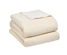 Brentfords Manta Teddy, 100% Microfibra de Felpa Sherpa, Crema, Large-150 x 180cm
