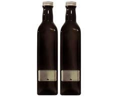 mikken 2 botellas de aceite de 500 ml / tapÃ³n de rosca marrÃ³n para rellenar, incluye etiquetas para escribir, botella de cristal, unidades