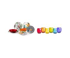 Excelsa - Vajilla Tropical Chic de 18 piezas, hecha de porcelana multicolor & San JosÃ¨ - Juego de 6 vasos de agua, cristal, multicolor