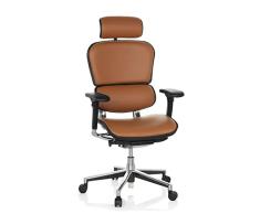 hjh OFFICE 652251 Silla de Ejecutivo ERGOHUMAN Cuero MarrÃ³n Claro, Silla de Oficina, Silla giratoria ergonÃ³mica, Soporte Lumbar Flexible