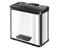 Hailo Ãko Trio Plus 33 Cubo de Basura, Metal, Acero Inoxidable, 47 x 35 x 44 cm
