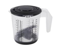 keeeper Matteo Set 4 en 1 de Jarra Medidora, Con ProtecciÃ³n Antisalpicaduras y Exprimidor, Antideslizante, 1 l, Mario, Transparente/Negro, PP/TPE, 14 x 14 x 15 cm