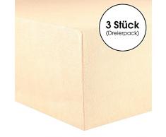 CelinaTex Lucina bebés niños sábanas Ajustables Camas para bebé Camas para niños algodón 3er-Set 60x120-70x140 cm Natural Beis