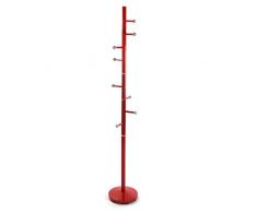 Versa Ruan Perchero de pie, Metal Lacado, Rojo, 173 x 28 x 28 cm