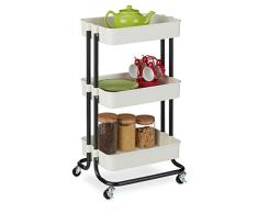 Relaxdays Carrito Auxiliar, 3 Niveles, Metal y PlÃ¡stico, Carro para BaÃ±o, CosmÃ©ticos, 75 x 42,5 x 36 cm, Negro, Hierro 50%