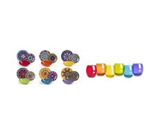 Excelsa Mandala Etno Vajilla 18 piezas, porcelana, multicolor & San JosÃ¨ - Juego de 6 vasos de agua, cristal, multicolor