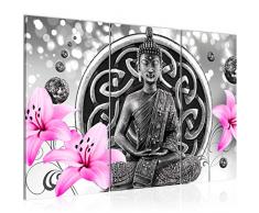 Runa Art 504731b - Cuadro de pared (120 x 80 cm, lienzo de fieltro, tamaÃ±o XXL, 3 piezas, fabricado en Alemania, listo para colgar), diseÃ±o de Buda