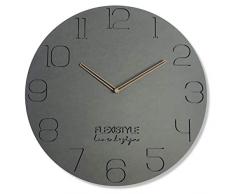 FLEXISTYLE Reloj de Pared, MDF FORESCOLOR, Gris, 50 cm