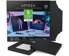 Arteza Lienzo de marco DIY para pintar, 5 hojas, 9 x 9 pulgadas, plegado, 100% algodÃ³n, lienzo negro cuadrado imprimado de 8 onzas, suministros de arte para pintura acrÃ­lica, Ã³leo, tÃ©mpera y gouache