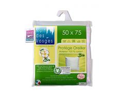 Nuit des Vosges 204482-Protector de almohada felpa de algodÃ³n biolÃ³gico 50 x 75 cm, color blanco