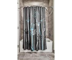 InterDesign Thistle Cortina de baño | Cortinas para baño Grandes de 183,0 cm x 183,0 cm | Cortina de Ducha de Tela Suave Lavable | con Estampado de Flores | Poliéster Gris/Azul