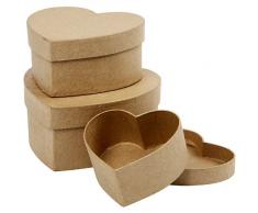 Creativ - Cajas de cartón (forma de corazón, 10 x 12,5 x 15 cm, 3 unidades)