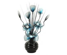 Flourish – Jarrón pequeño 723248 – – 813 – Jarrón con flores de nailon artificiales Turquesa/Negro y texto en, diseño Home Accessorie, 32 cm, color azul