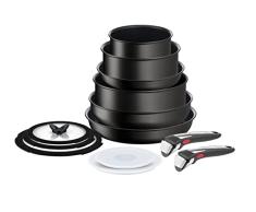 Tefal Ingenio Unlimited On - Juego de 2 sartenes + 2 cazos + guisera + wok + 6 accesorios + 2 Mangos extraÃbles, sartenes antiadherentes, revestimiento titanio, 22/28 cm ; 16/20 cm; 16 cm