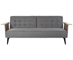 DRW Sofa Cama 2 plazas abatible Gris Madera eucalipto 325x132x85 cm