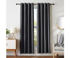 Amazon Basics - Juego de cortinas que no dejan pasar la luz, con ojales, 117 x 183 cm, Negro
