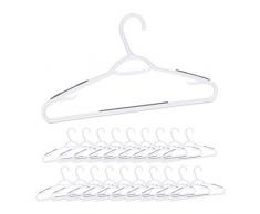 Relaxdays Pack de 20 Perchas Ropa Antideslizantes, Barra Pantalones o Faldas, Colgador Corbatas, PlÃ¡stico-Goma, Blanco