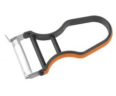 Fackelmann Soft Pelador Verduras y Frutas, Pelador de Cocina, Pelador de Patatas, Pelador Manual, Cuchilla acero inoxidable con mango de elastÃ³mero gris y polipropileno naranja,12x6cm, 1 ud.