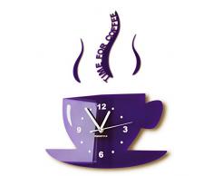 FLEXISTYLE Moderno Reloj de Pared de Cocina Taza, acrílico, Violeta, 32 cm x 19 cm, 3D, Estilo Moderno, 3D silencioso, diseño