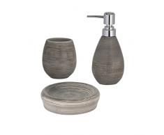 Axentia accesorios de Oxford de utensilios de baño Set de baño dispensador de jabón, jabonera & Vaso para cepillos de dientes de baño accesorios con espuma de jabón dispensador rellenable, cerámica, Gris, 1 x 1 x 1 cm