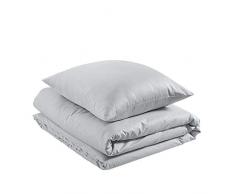 AmazonBasics - Juego de funda nórdica ligera de algodón - 135 x 200 cm / 80 x 80 cm, Gris suave