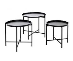 Haku Möbel Juego de Mesa 3, Tubo de Acero, Negro, H 37/40/43 x Ø 39/43/48 cm