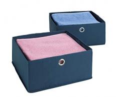 Wenko 64537100 cajón Organizador Business â Juego de 2, Cajas para cajones, 28 x 13 x 28 cm, Color Azul Oscuro