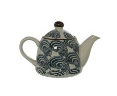 DRW Tetera de cerÃ¡mica 350ml con Filtro de Acero INOX. en Blanco y Negro 17,5x10,5x12cm