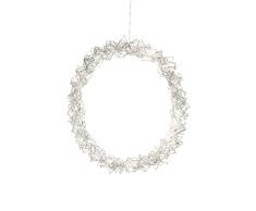 Konstsmide Corona de metal con LED, color plateado, 40 diodos de luz blanca cÃ¡lida, 4,5 V, para interiores, cable transparente - 1789-303