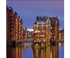 Pro-Art g1564a - Lienzo en impresión giclée (30 x 30 cm), diseño de Speicherstadt en Hamburgo, Multicolor, 70 x 70 cm