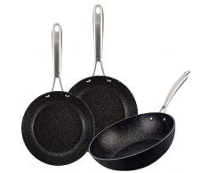 Juego de 2 sartenes 20-28 + Wok en aluminio forjado San Ignacio.
