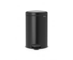 Brabantia Newicon Cubo de Basura con Pedal, Acero Inoxidable, Negro Mate, 12 l