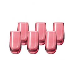 Leonardo 014897 Juego de 6 Vasos para Agua Grande Sora, Apto para lavavajillas, Rubino Rojo