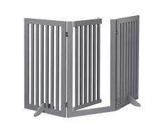 Relaxdays Barrera Seguridad NiÃ±os, Valla Protectora con Puerta, para Escaleras, 92x154cm, Plegable, sin Taladrar, Gris, 100% Tablero de Fibra