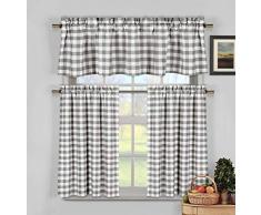 Duck River Textile Juego de Cortinas y cenefas de Cocina, Gris, 28x24