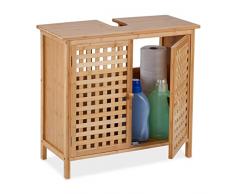Relaxdays Armario para Lavabo (61 x 66 x 30 cm, 1 Compartimento, bambú y Tablero DM, Color Natural, 80% 20% Fibra, Naturaleza