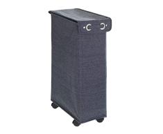 WENKO Cesto para ropa Corno con tapa, azul Prime moteado, estable cesto con barras de refuerzo y cuatro ruedas de marcha suave, 43 L de espacio en un compartimento, (An. x A x P): 18,5 x 60 x 40 cm