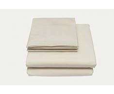 Max Color Juego Ropa de Cama Plana 250x300, Plancha instalada 170x200cm+2 Fundas 52x82cm, Crema, 47x35x4 cm