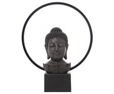 DRW Lampara de sobremesa con Buda y led de Resina en Negro 30x12x38cm