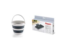 Rayen Mery Cubo Plegable 12 litros, PP+thermoplástico, Gris Claro y Oscuro, 35x26cm, Plegado 35x6,50 cm & Soporte para Bolsas de Basura para Puerta de Armario