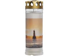 Bolsius Luz de tumba â Blanco â Juego de 6 unidades â Faro â Longitud de la combustiÃ³n 7 dÃ­as â Vela de luto & Memorial â Quemador permanente â con diseÃ±o â Sin aceite de palma â