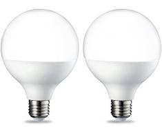 AmazonBasics Bombilla LED Globo E27, 14.5W (equivalente a 100W), Blanco Cálido, 2 unidades