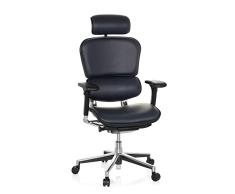 hjh OFFICE 652241 Silla de Ejecutivo ERGOHUMAN Cuero Azul Oscuro, Silla de Oficina, Silla giratoria ergonÃ³mica, Soporte Lumbar Flexible
