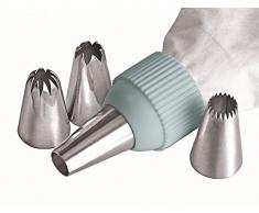 Jamie Oliver Bakeware Gama Manga pastelera y boquillas jb3820 - Nailon y Acero Inoxidable, Color Blanco, Juego de 5 boquillas.