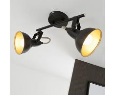 Briloner Leuchten 2049-025 Lámpara de techo E14, Negro/Dorado, 30.4 x 10 x 18.1 cm