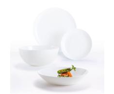 Luminarc - Colección Diwali - Vajilla 19 piezas de ópalo blanco - 6 platos planos 25 + 6 ass. hueco 20 + 6 ass. postre 19 + 1 ensaladera - Extra resistente - Fabricación Francia